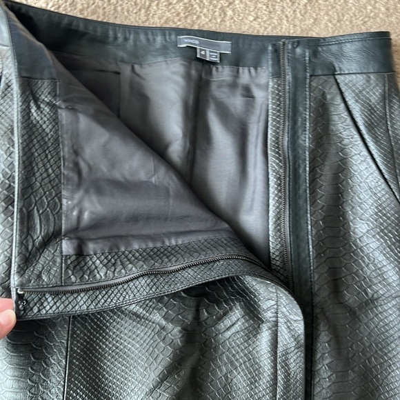 Vince Snake Embossed Leather Wrapped Pencil Skirt Graphite - Picture 7 of 10